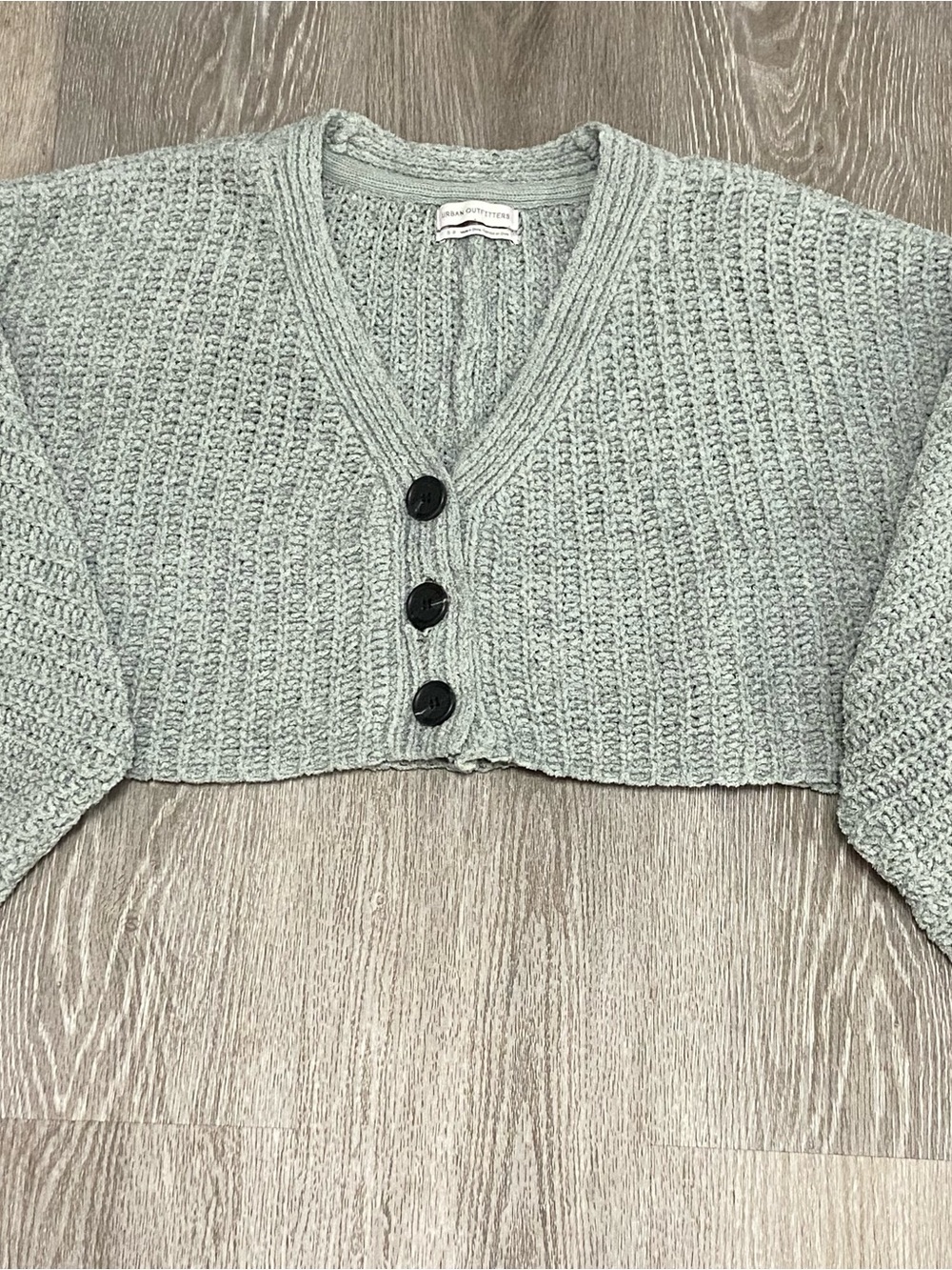 Urban Outfitters Cropped Knit Cardigan Sweater - Small Light Green - Picture 7 of 10